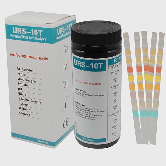 Urine Test Strips 100 Pack 10 Parameter Urinalysis Test Strips UTI Test Strips for Infection Urine Dipstick Test Strips Home Health Monitor for pH Ketone Protein Glucose