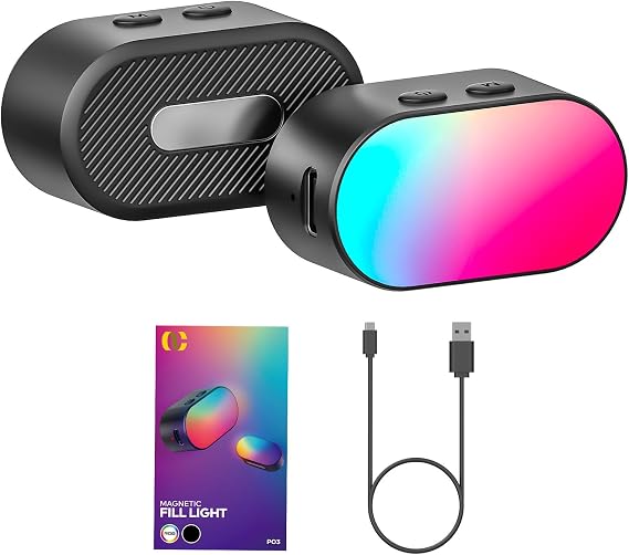 AOCHUAN Magnetic RGB LED Light, 7 Color Temperature, 3 Brightness Adjustment, 180 Mins Long-Lasting, Gradient Mode, Flash Mode 180 Fill Light for AOCHUAN Stabilizer