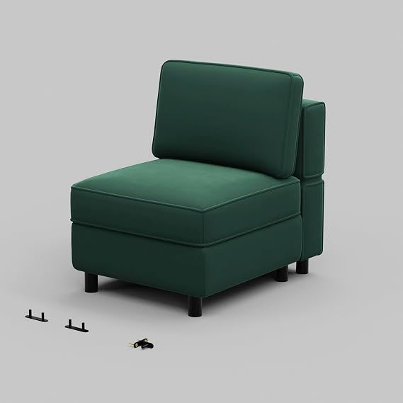 Belffin Modular Sofa Armless Middle Seat Module for Velvet Modular Sectoinal Couch,Green