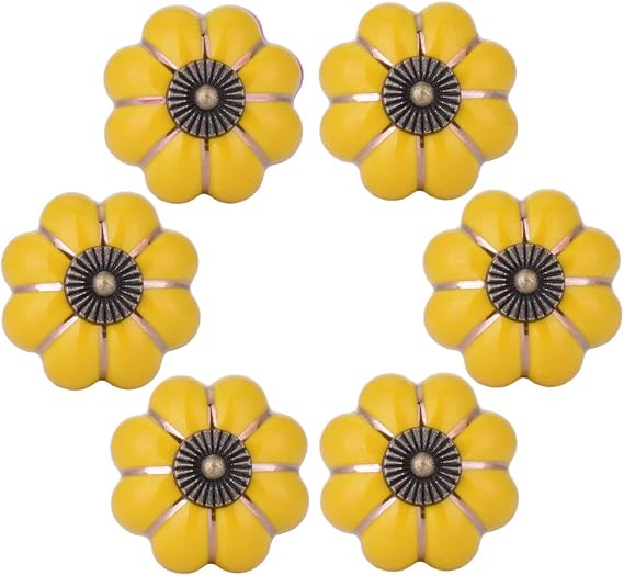 Wolfteeth Cabinet Knobs and Dresser Drawer Handles, Yellow, 6 Pack
