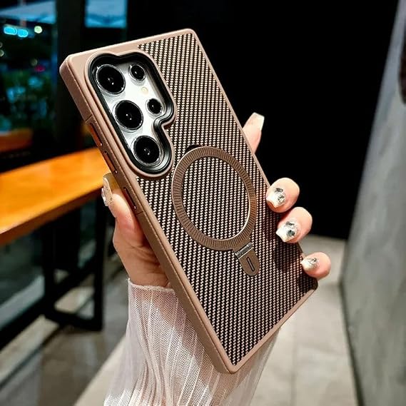 Case Compatible with Zebana Samsung Galaxy S25 Ultra Zebana Best Carbon Fiber Case (Wireless Charging Supported) Brown
