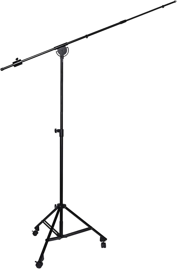 LyxPro SMT-2 Professional Microphone Stand Heavy Duty 90 Studio Overhead Boom Stand with Rolling Casters, 87 Extra Long Telescoping Arm Mount, Foldable Tripod Legs & Adjustable Counterweight
