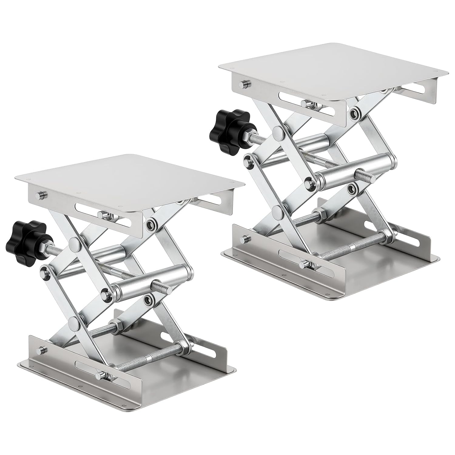 2 Pack Small Laboratory Lifting Platform, 100x100mm Stainless Steel Scientific Lab Jack Stand for Lab Equipment, Physics Experiments