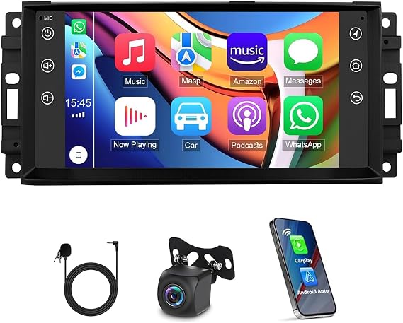 7 Inch Car Radio Stereo Upgrade for Jeep Grand Cherokee 2008-2010 with Wireless CarPlay/Android Auto,Double Din Touch Screen Car Audio Receiver WiFi,GPS,Mirror Link,Bluetooth,SWC + Backup Camera,2+32G