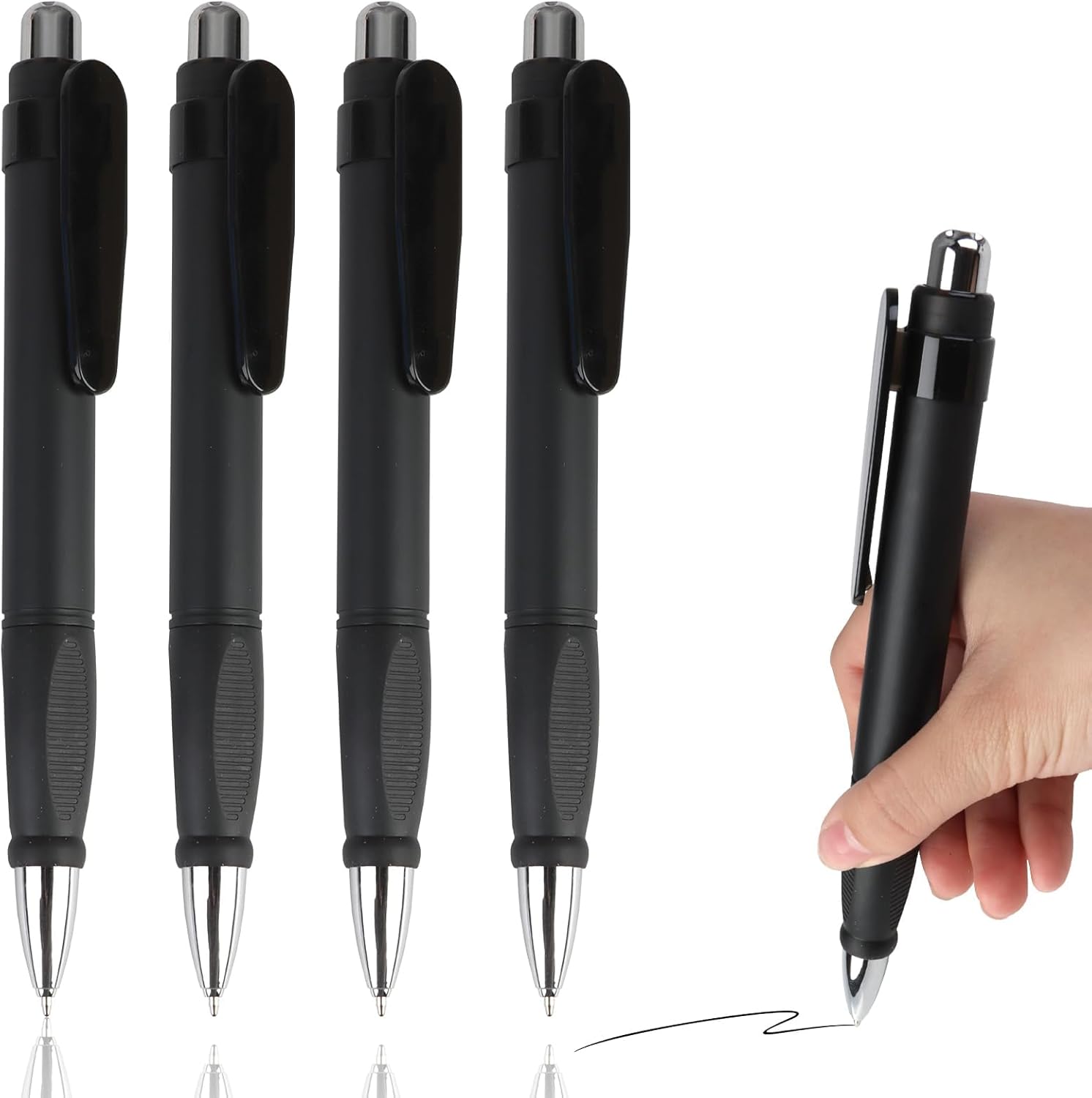 4 Pcs Extra Large Ballpoint Pens with 12 Refills Easy Grip Jumbo Pen Big Weighted Pens Enhanced Writing Stability for Arthritis Elderly Hand Tremors Office School Writing 1.0mm Retractable