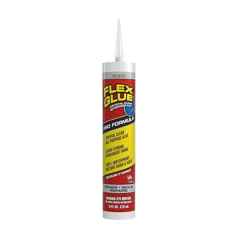Flex Glue Rubberized Waterproof Adhesive, Clear, 9 oz Cartridge, 1-Pack