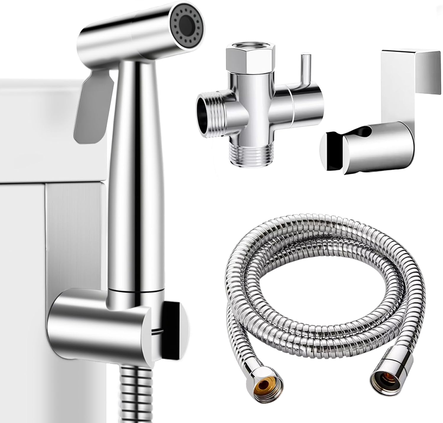 Handheld Bidet Sprayer for Toile Set with 49-inch Hose and Fitting, Perfect for Shower Bathroom Douche Shattaf Hygiene