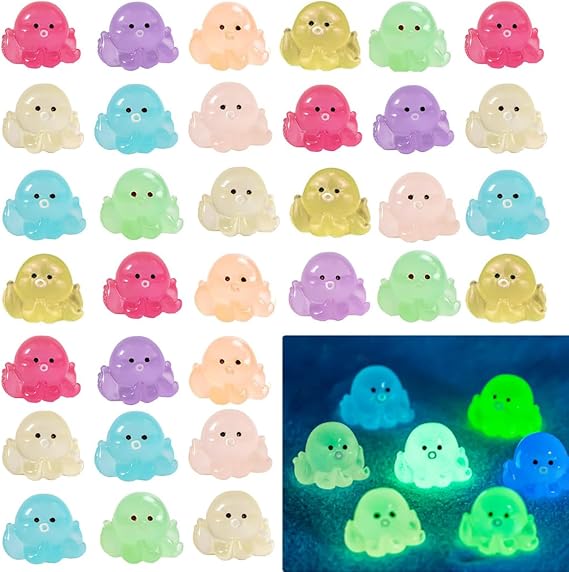100 Pcs Mini Octopus Figurines - Tiny Octopus Resin for DIY Fairy Garden Miniature Moss Landscape