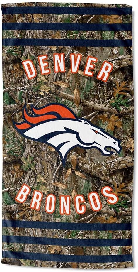Northwest NFL Denver Broncos Unisex-Adult Beach Towel, 30" x 60", Realtree Camo Stripes