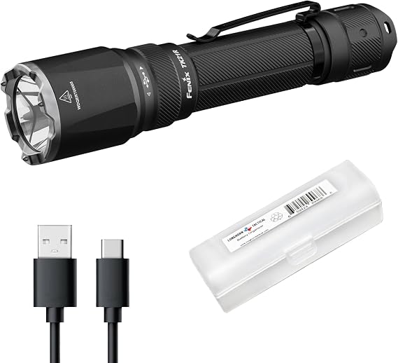Fenix TK21R Tactical Flashlight, 3600 Lumens High Lumen USB-C Rechargeable Fast Charging Compact Waterproof Single Hand Operation with Lumentac Organizer
