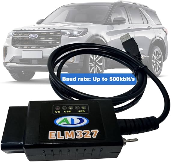 ELM327 USB Cable Scanner/Code Reader,OBD2 to USB Programming Adapter with CAN-HS/MS Switch FTDI 2480 Chip,Up to 500 kbit/s Baud Rate for Cars Since 1996,Elm 327 for Windows Diagnostic Coding Tool