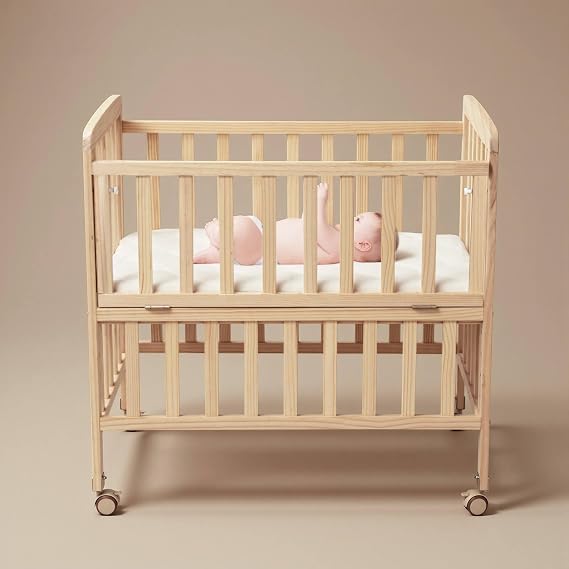 Flwrgirl Convertible Mini Baby Crib,Wood Baby Bedside Bassinet