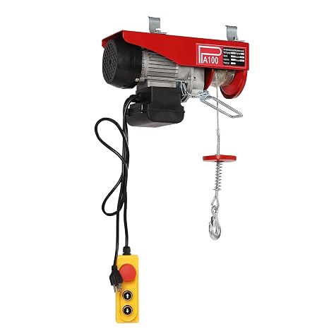 110V 220 Lbs Lift Electric Hoist, Electric Winch, Garage Ceiling Crane Overhead, Zinc-Plated Steel Wire Hoist for Garage, Warehouses, Factories Lifting, 39ft Lifting Height (220 LBS)