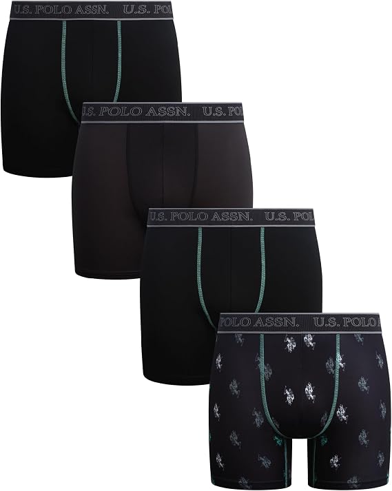 U.S. POLO ASSN. Mens Boxer Briefs 4 Pack Soft Stretch Underwear with Pouch