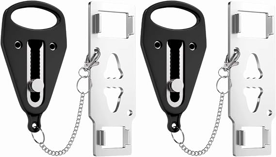 Portable Door Lock 2 Pack for Travel Hotel Door Locks for Travelers Security Door Safety Lock from Inside for Home & Apartment Travel Locks for Hotel Rooms (Black)