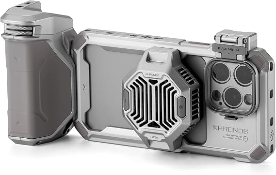 Tilta Khronos Advanced Kit Compatible with iPhone 15 Pro Max - Titanium White | Phone Case, Cooling Fan, ND Filter, PD Focus Handle