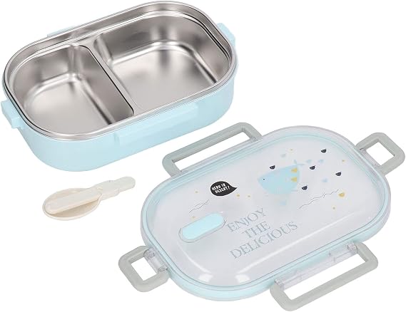 LIZEALUCKY 304 Stainless Steel Thermal Lunch Box - Leak Proof, Insulated Bento Container for Office Workers (Blue)
