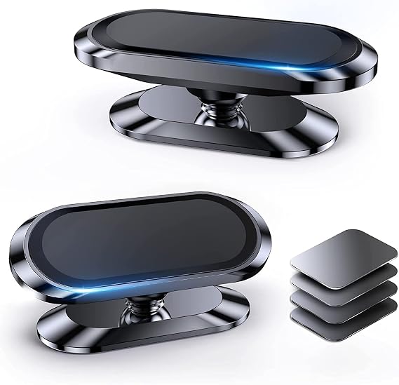 2-Pack Magnetic Phone Holder for car, [ Super Strong Magnet][ with 4 Metal Plate ] iPhone Magnetic CarMount for Cell Phone, [ 360 Rotation ] Universal Dashboard Adhesive Car Magnetic Phone Mount