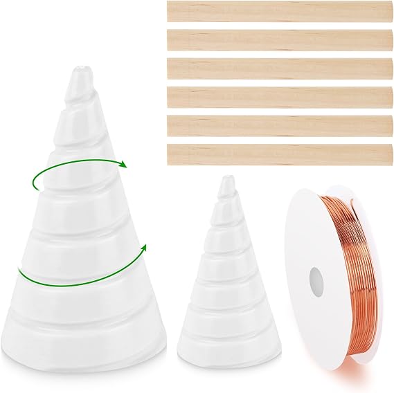Electroculture Gardening Copper Kit with 99.9% Pure Copper Wire, 2 PCS Fibonacci Coil Winding Jigs, 6 PCS Wooden Stakes Antennas, 16 Gauge Copper Wire for Gardening, Air Plant (8.2 Feet /2.5m)