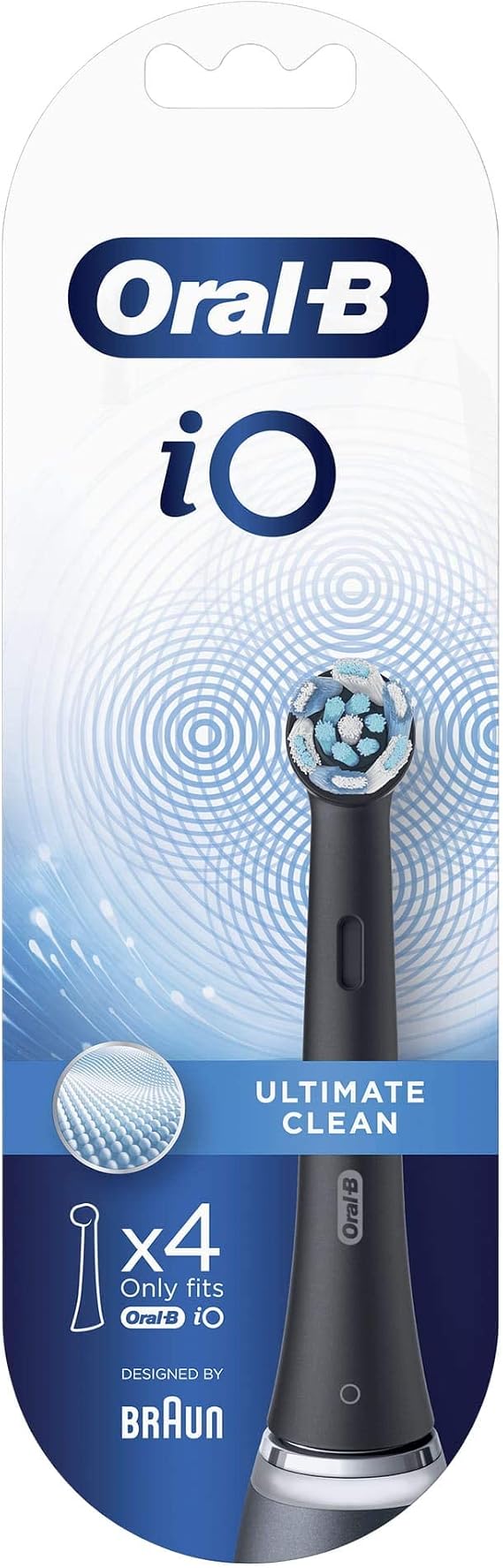 Oral-B Io Black Ultimate Clean Replacement Toothbrush Head, 4 Pieces, Black