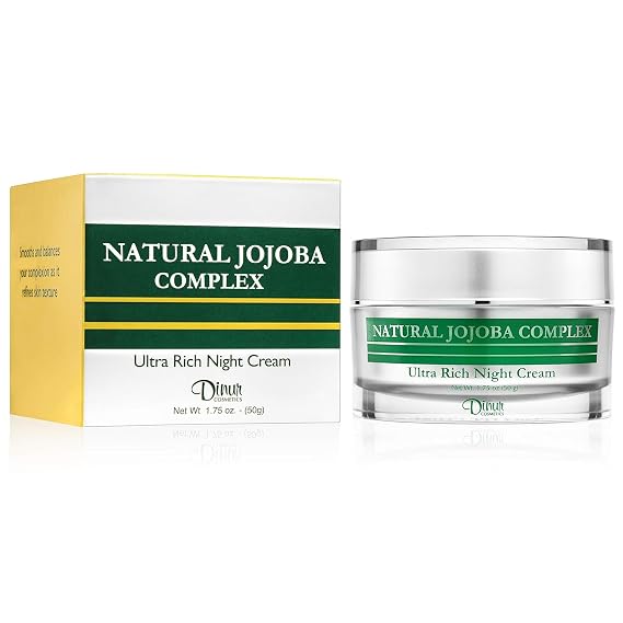Dinur Cosmetics Natural Jojoba Complex Ultra Rich Night Cream Ultra Hydrating Moisturizer for Flakiness Dryness 1.75 oz/50 g