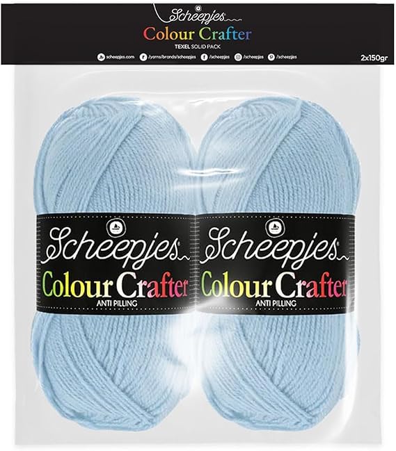 Scheepjes Colour Crafter Yarn, 2 x 150g, Texel Blue (1019)