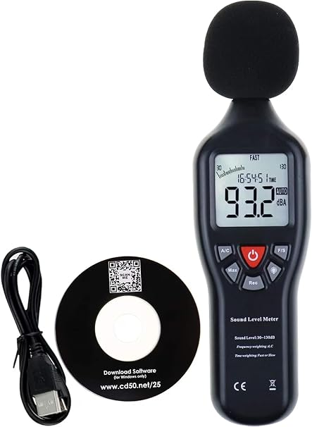Decibel Meter Sound Level Meter Recorder Digital dB Meter Professional Noise Meter Detector Monitor 30dB to 130dB Portable SPL Decibel Meter with Data Logging for Home, Office, Outside