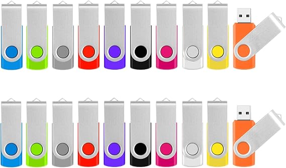 Bulk Flash Drives - 8GB Flash Drives 10 Pack Color and 4GB USB Flash Drive 10 Pack Color, USB 2.0 Thumb Drive Pendrive Zip Drive Jump Drives Multipack for Data Storage, Photo Transfer and Backup