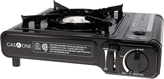 GasOne GS-1000 7,650 BTU Portable Butane Gas Stove Automatic Ignition with Carrying Case, CSA Listed