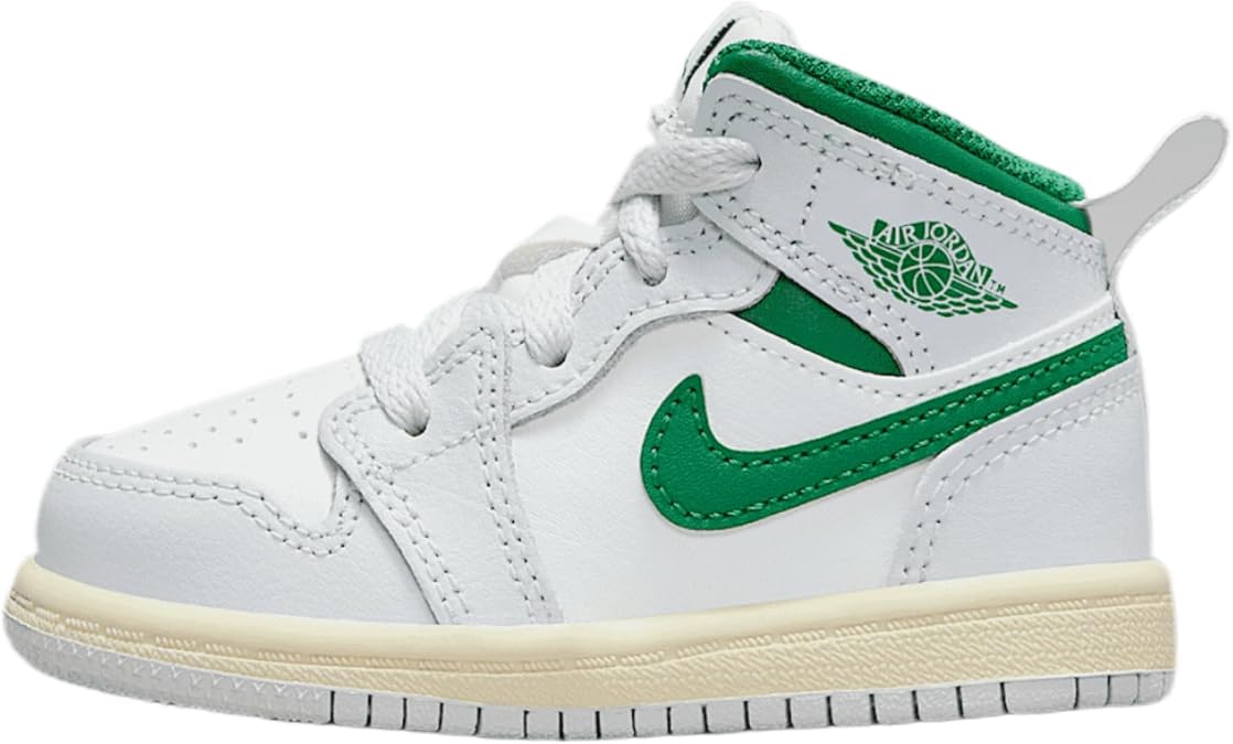 Air Jordan Kids' 1 Mid Pure Platinum Pine Green (TD)