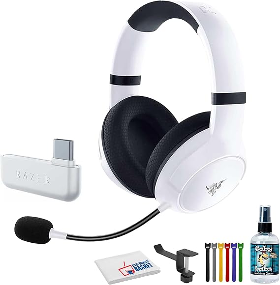 Razer Kaira HyperSpeed Wireless Gaming Headset for Xbox Series X|S, Xbox One, PC Bundle Including: Headphone Holder, Headphone Cleaner, Cable Ties, Fiber Cloth