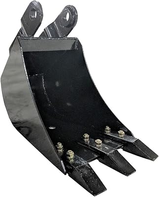 Titan Attachments 12 Fronthoe Hydraulic Tilt Bucket Fits Mini Skid Steer Fronthoe Backhoe Excavator, Bolt-On Forged Carbon Steel Teeth, Drainage Holes
