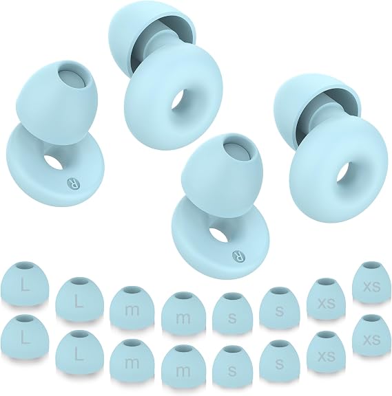 EP01 Ear Plugs for Sleeping Noise Cancelling -44dB, Reusable Ear Plugs for Sleeping,Travel,Hearing Protection Concert, 2-Pack Silicon EarPlugs with 8 Pairs EarTips for Noise Reduction(Blue)