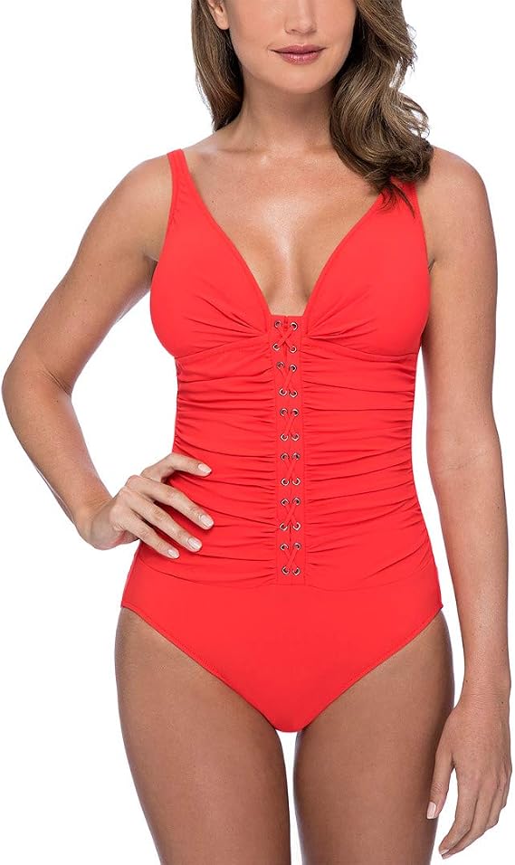 Profile by Gottex Women's Center Detail V-Neck Cup Sized One Piece Swimsuit
