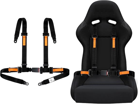 Yakitoko Universal 4 point Safety Harness Set 2 in Fits Go Kart,UTV,ATV,Racing Black
