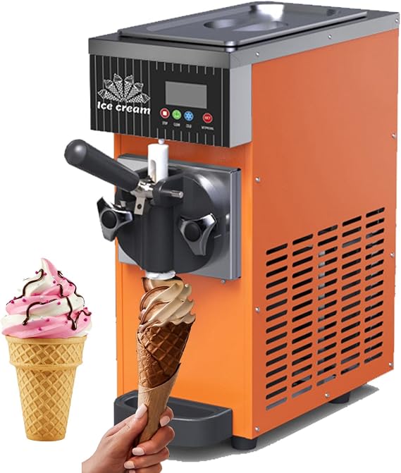 Home Soft Serve Ice Cream Machine - Single Flavor Commercial Maker with Auto Clean, LCD Panel - Ideal for Snack Bars, Restaurants, and Home Use