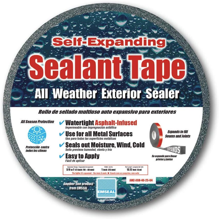 5-Pack - All-Purpose Foam Sealant Tape for Windows, Doors, Metal RoofsBuildings - EMSEAL AST, 38 in Thick expands to 1 12 in x 1 in Wide, 4-Meter Reel