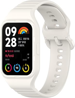 Senter Soft Silicone Watch Bands for Xiaomi band 8 pro with Screen Protector Case, Men Women Soft Silicone Strap for Mi band 8 pro