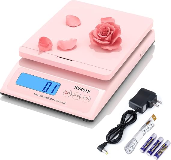 MUNBYN Shipping Scale, 66lb/0.1oz Accurate Digital Postal Scale Pink