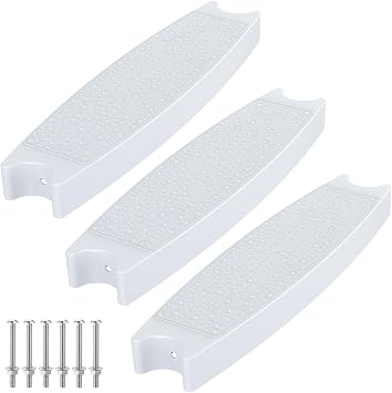 18" Universal Pool Ladder Steps (3-Pack) - Heavy-Duty Molded Plastic Replacement Rungs with Stainless Steel Bolts for Inground/Above Ground Swimming Pools - Includes 6 Bolts & 3 Reflective Strips