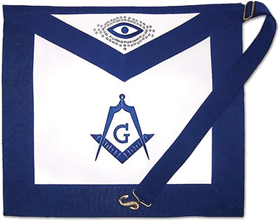 Master Mason with Sequined All Seeing Eye Masonic Apron - [Blue & White]