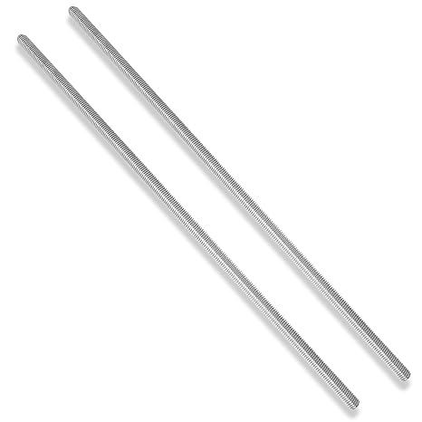 304 Stainless Steel Fully Threaded Rod, 3/8"-16 Thread Size, 12" Length | Right Hand Threads All Threaded Rod Studs for Furniture Anchor Bolts, Clamps, Hangers and U-Bolts, 2 PACK