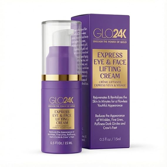 GLO24K Anti-Aging Eye Cream with 24k Gold, Hyaluronic Acid & Peptides