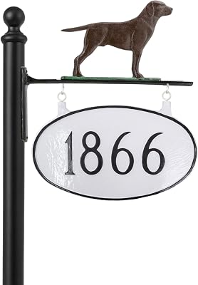 Montague Metal Products - Two Sided Address Sign - Double Sided Hanging House Number Plaque - 26 Color Options-Double Sided Hanging Classic Oval Standard Address Sign Plaque - Powder Coated AluminumHolds up to 5 Digits