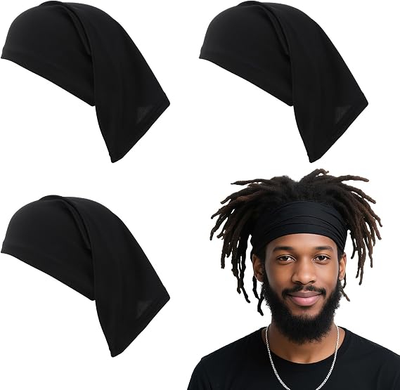 4pcs Dreads Cap, Loc Sock, Dreadlock Caps for Men, Soft and Comfortable, Tube Dreadlock Cap Elastic for Men & Women, Black