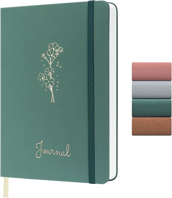 A5 Journal Notebook, 192 Pages A5 Notebook, Hardcover Leather Lined Note Book, 100gsm Lined Paper Journal for Women Men, Notepad for Diary, Office, School, Travel, Writing, 14.5 x 21cm (Green)