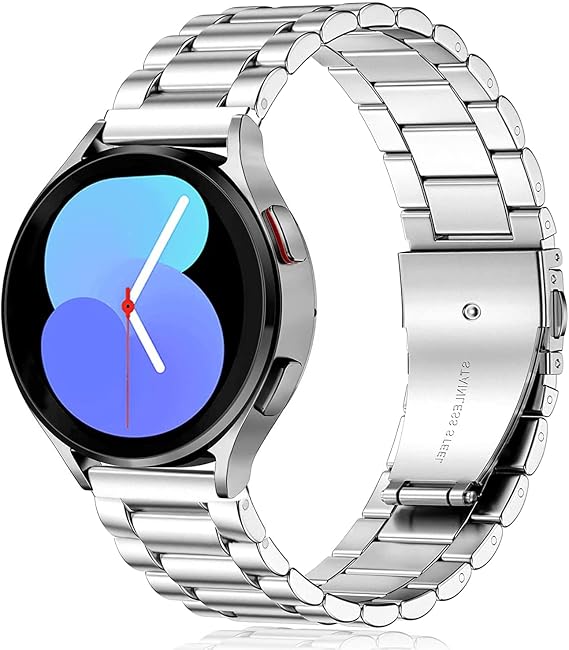 Issinlky Samsung Galaxy Watch 4 için saat kayışı, 20 mm paslanmaz çelik metal kayış, Galaxy Watch 7/FE/6/5/4 40 mm 44mm/6 Classic/4 Classic/Watch 5 Pro/Watch 3 41mm/Active 2/Active 40MM/Galaxy Watch