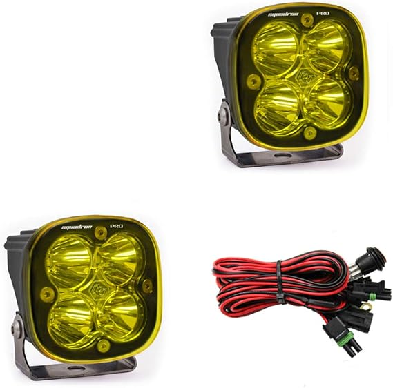 Baja Designs Squadron Pro Black LED Light Pod Pair - 2 PCS LED with Wiring Harness (Work/Scene; Amber)