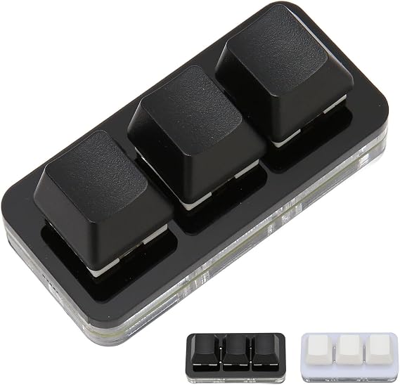 GerRiT Macro Programming Keyboard OSU Memory Function Standard RGB LED Backlight Multifunction USB 3 Key Mini Keypad for Office Linux OS X Black -