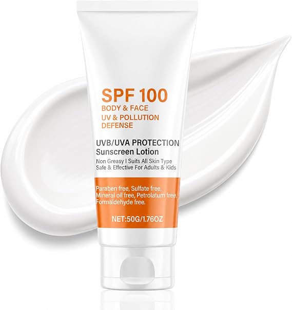 SPF 100 Sun Block - Face Sunscreen SPF 100 PA+++ Water & Sweat Resistant Sun Cream Moisturiser - UVB/UVA Protection Factor 100 Sun Cream - Long-Lasting Prevent Sunburn for All Skin Types